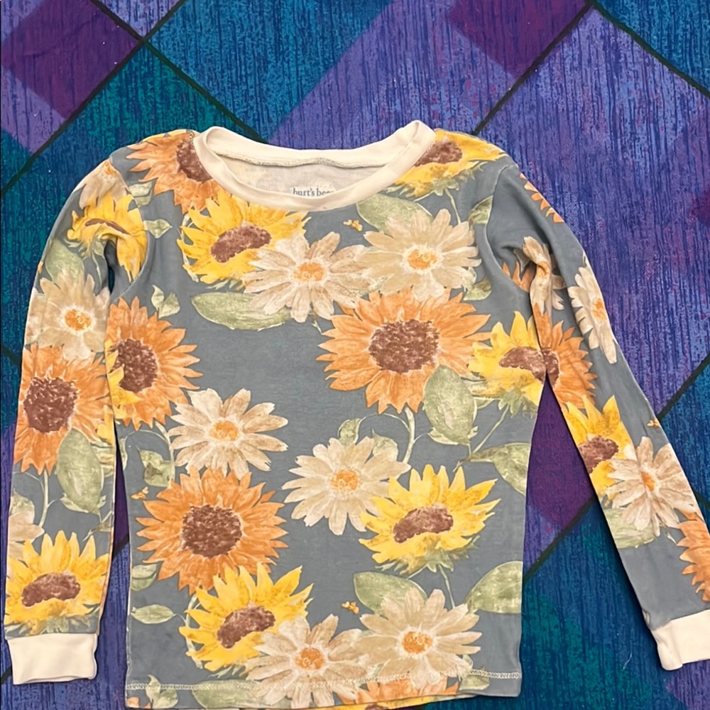 Burt's Bees Yellow and Cream Sunflower Long Sleeve Tee
